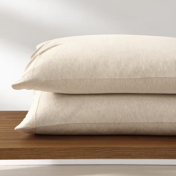 Pure Beech TENCEL™ Modal Jersey Knit Pillowcase Set - Heather Oatmeal - King