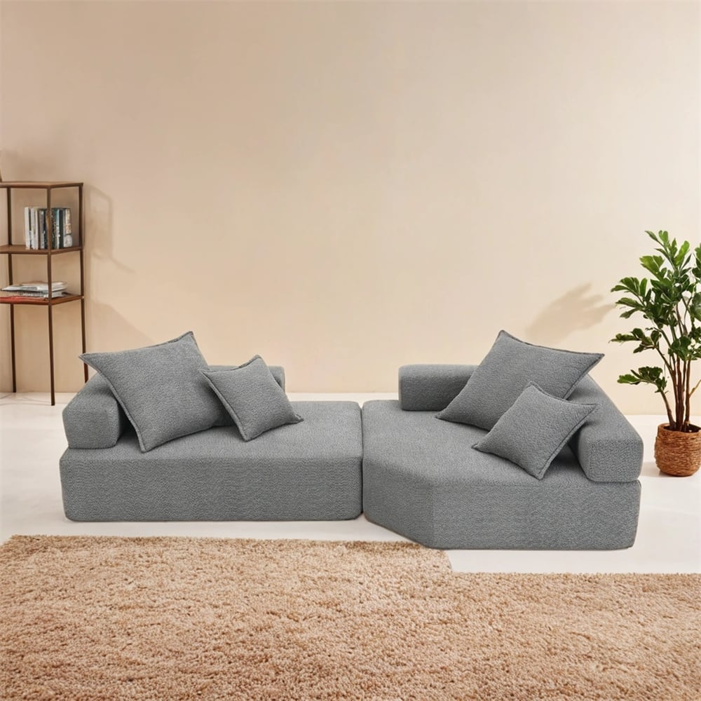 Oversized Modular Sectional Sofa,Luxury Boucle Floor Couch Set