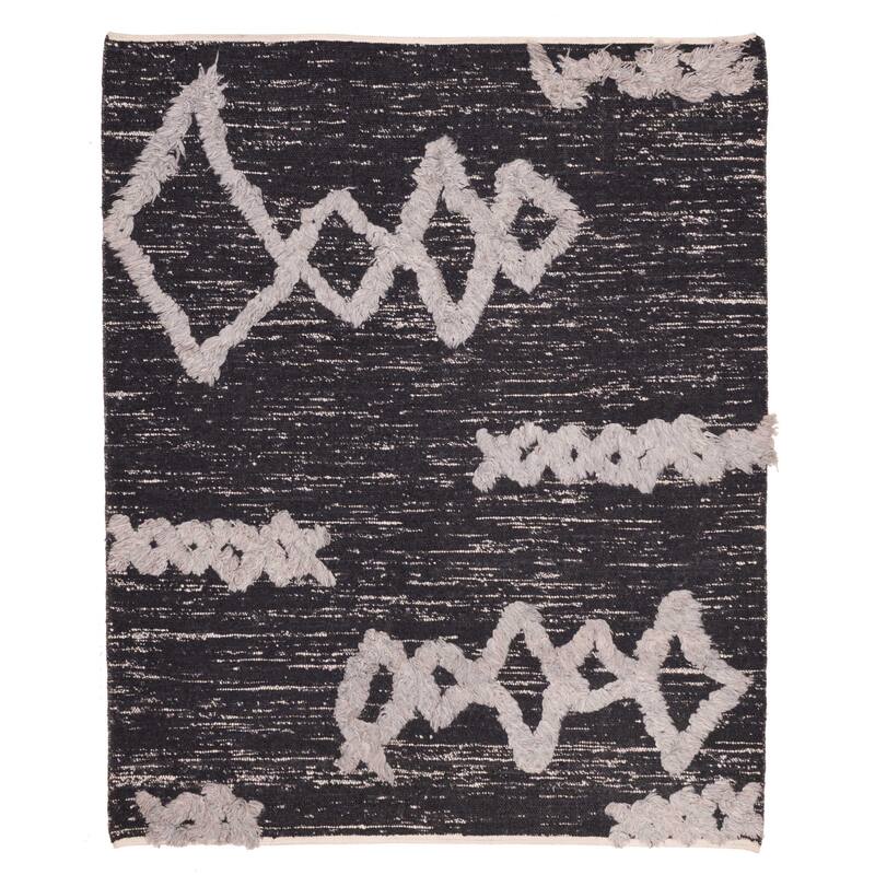 ECARPETGALLERY Hand-knotted Looma Black Wool Rug - 8'3 x 10'0