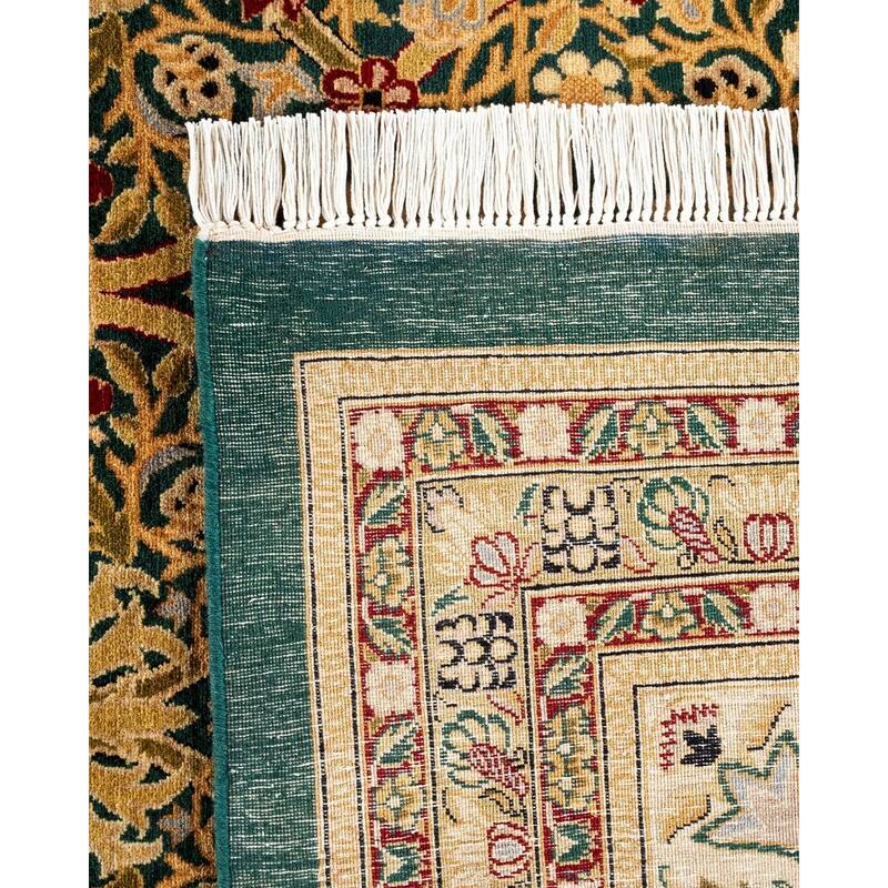 Overton Handknotted Wool Vintage Inspired Traditional Mogul Green Area Rug - 18' 0" x 12' 2"