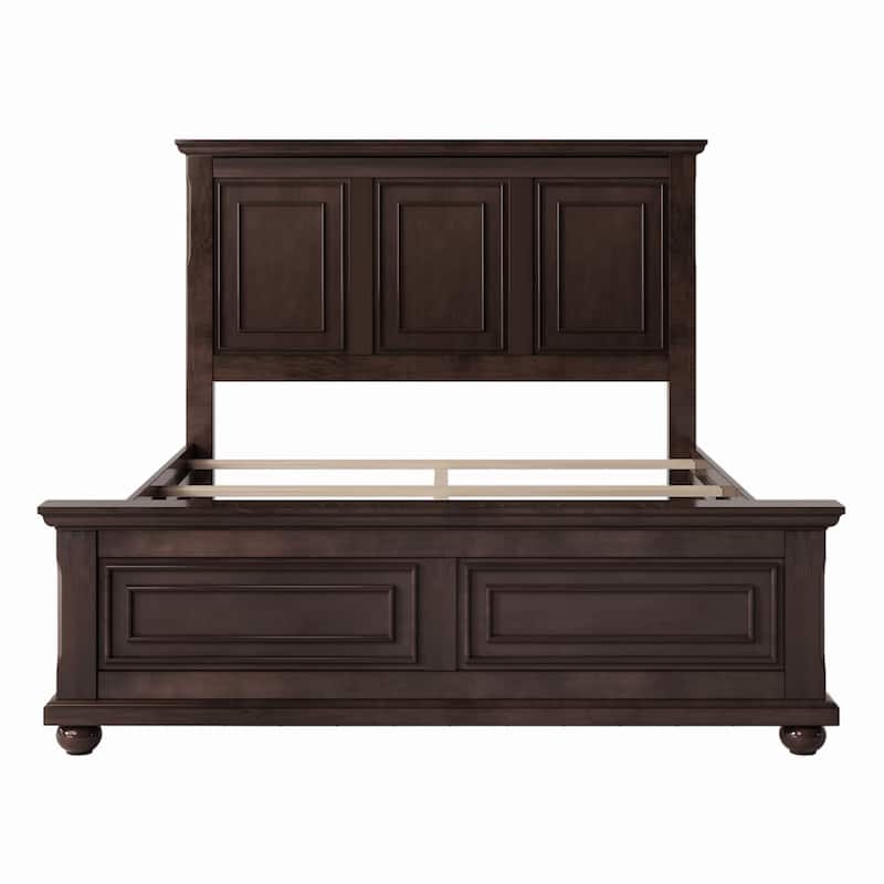 Solid Pine Wood Bed with Traditional Design by Harper&Bright Designs
