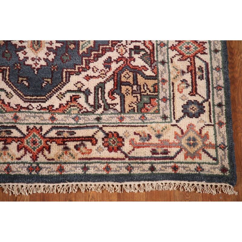 Blue Heriz-Serapi Oriental Accent Rug Handmade Wool Carpet - 4'0"x 6'0"