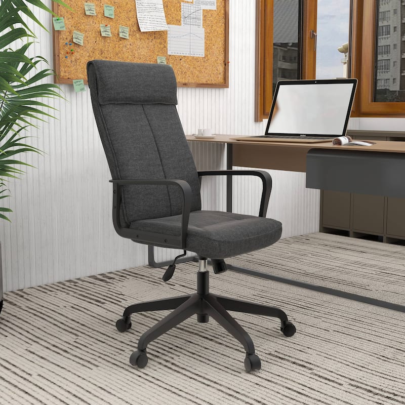 High-Back Leather/Polyester Office Chair Adjustable Height Swivel & Tilt Aiaria Series - N/A