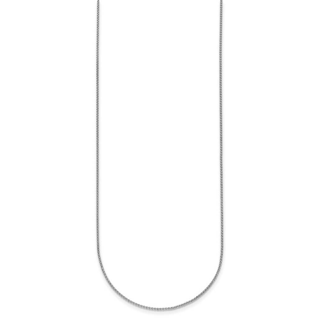 Curata Italian 18k White Gold 1.1mm Wheat Chain Necklace (Lobster)