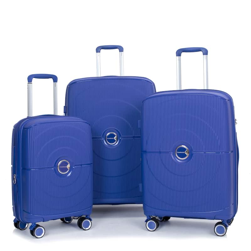 Expandable Hardshell Suitcase Double Spinner Wheels PP Luggage Sets with TSA Lock,3-Piece Set (20/24/28) - Navy