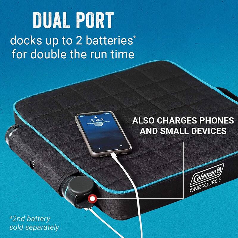 Coleman OneSource Outdoor Heated Camping Chair Pad with Rechargable Battery - (L x W x H): 18.12 x 15.75 x 2.75 inches