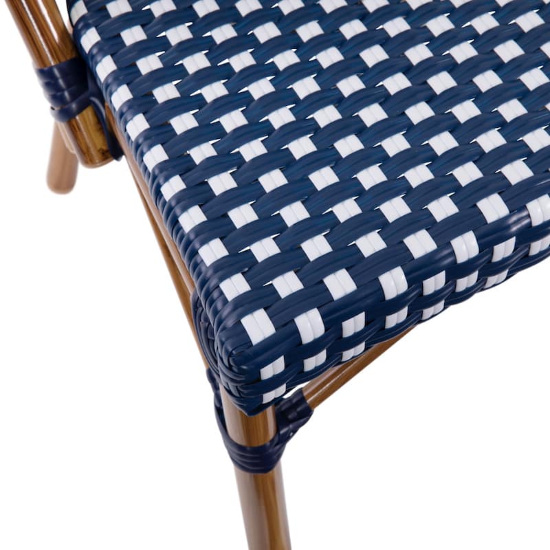2 Pack All-Weather Commercial Paris Chairs with Bamboo Print Frame