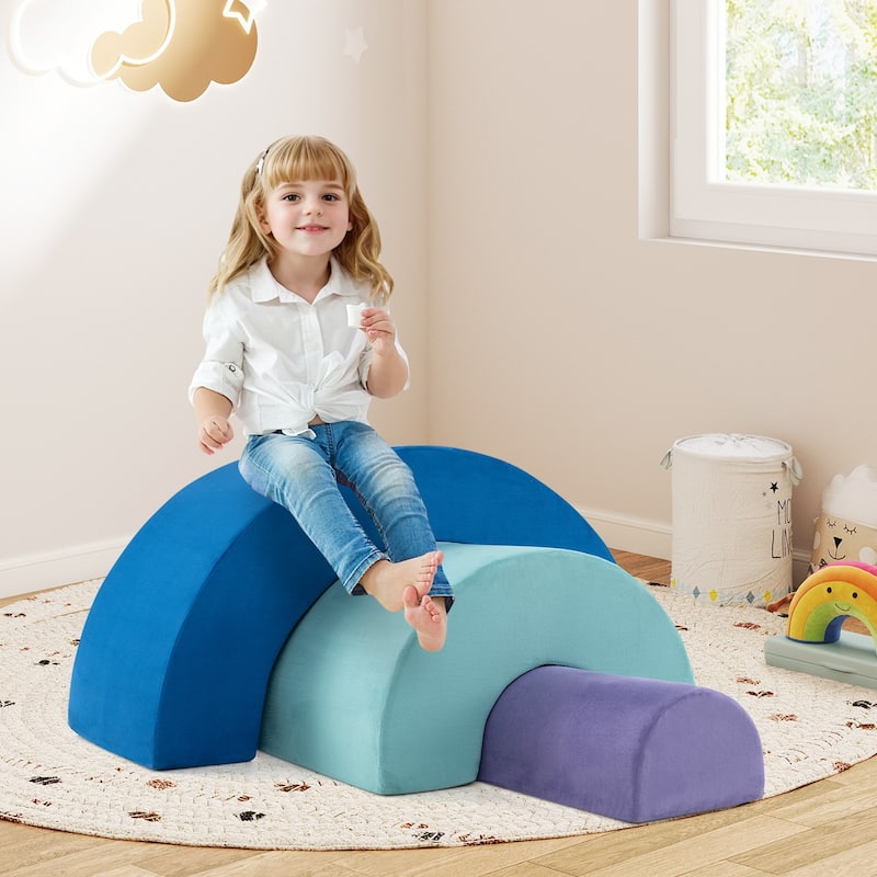 Multicolor Suede Foam Rainbow Arc Climber Set for Kids 3+ Years - Multi Color - 47" × 20" × 24"