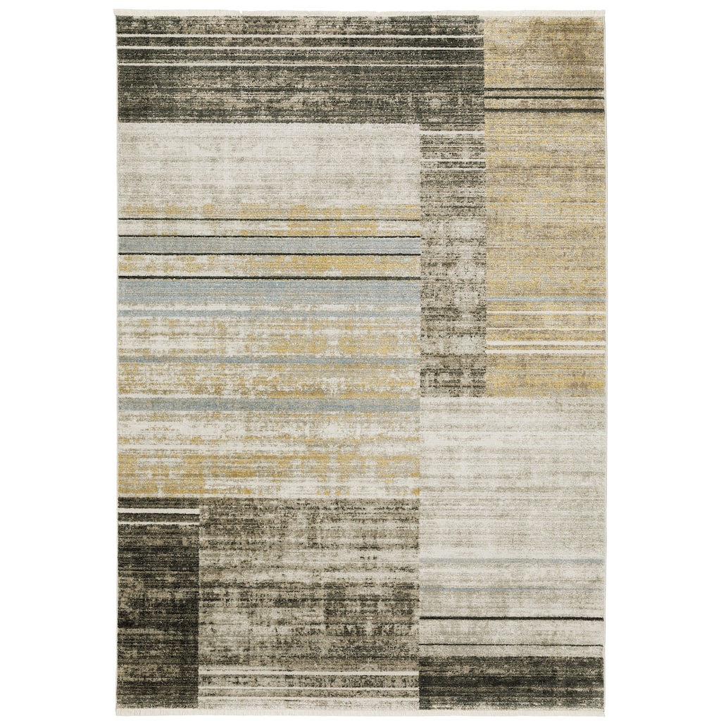 Billings Beige Charcoal Geometric Distressed Casual Area Rug