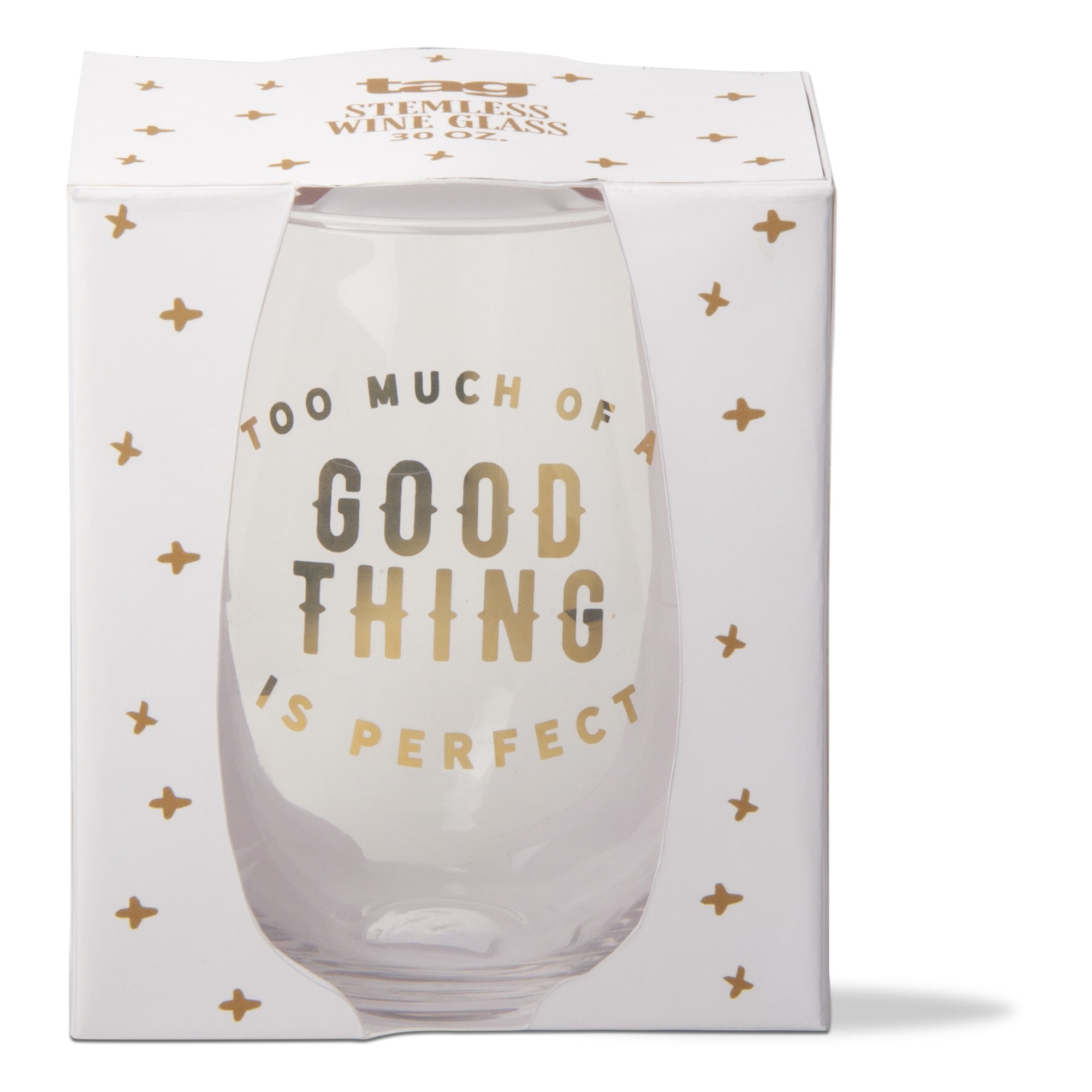 Good Thing 1 Bottle Stemless Wine Glasses Set 30oz Gold Drinkware for Bar Christmas