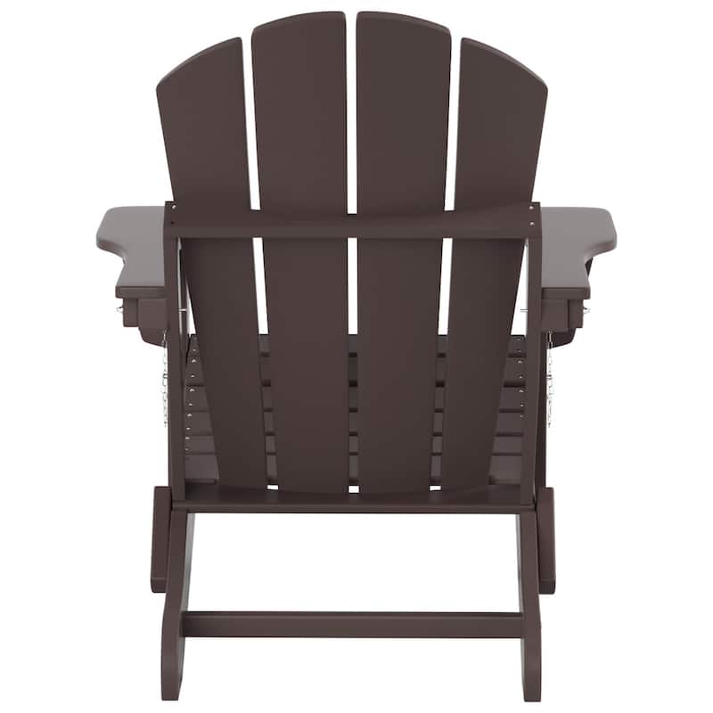 Polytrends Laguna Hdpe All Weather Outdoor Patio Foldable Adirondack Chair With Side Table (2-Piece Set)