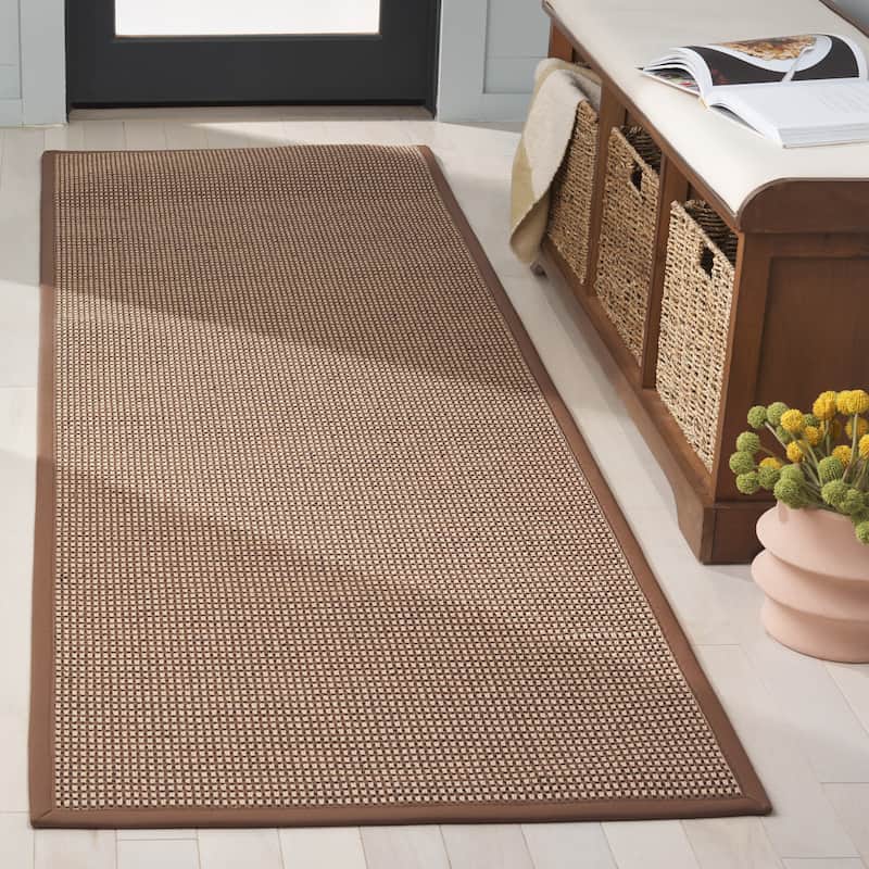 SAFAVIEH Napa Faux Sisal Marjana Washable Indoor/Outdoor Rug - Weather Resistant & Easy Cleaning - Marble/Brown - 2'6" x 8' Runner