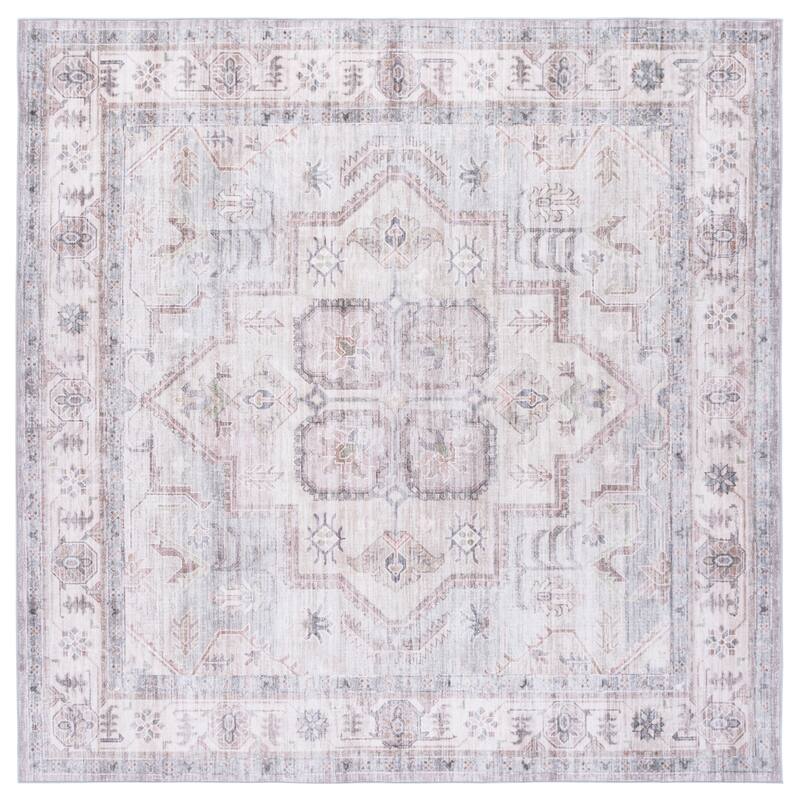 SAFAVIEH Arizona Jettie Machine Washable & Slip Resistant Rug - Light Green/Beige - 6' Square