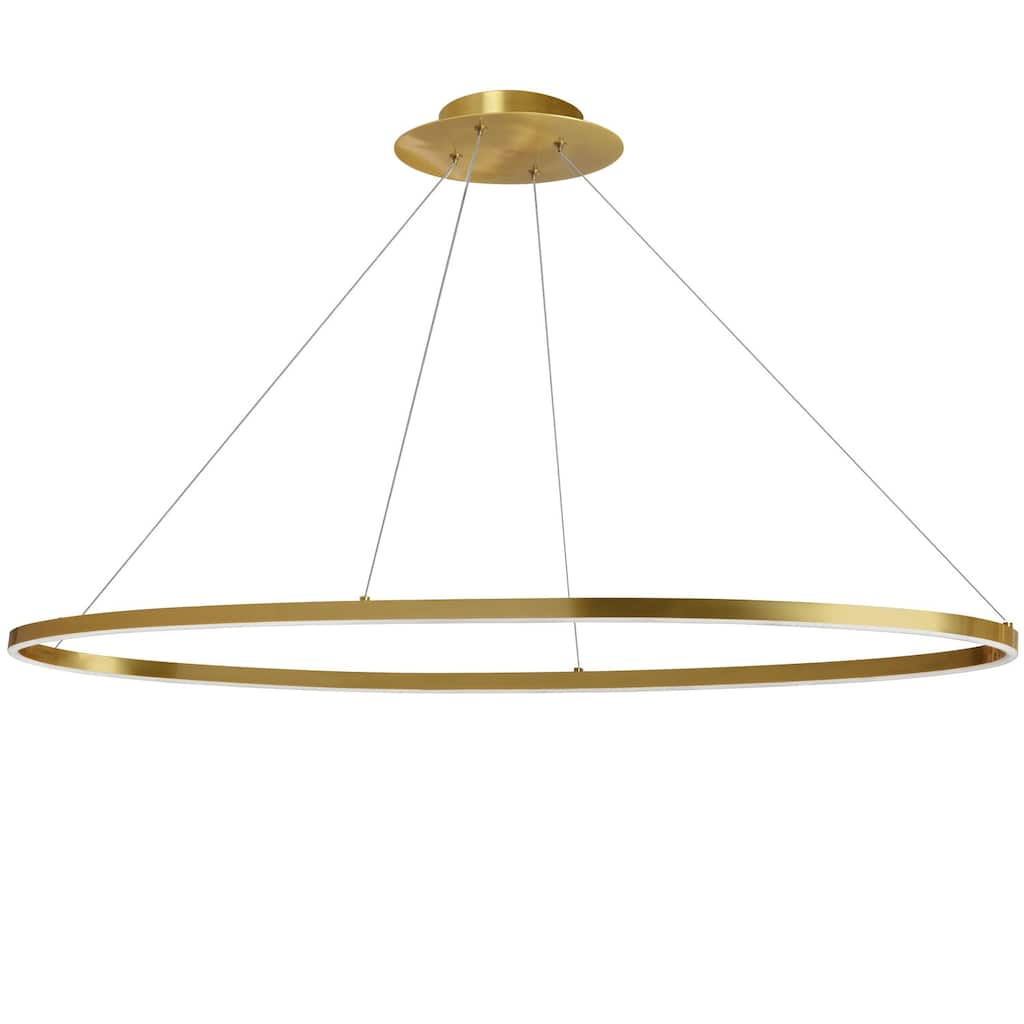 Modern Chandelier Pendant Light - 63W Aged Brass, Adjustable Height, Dimmable LED - 6