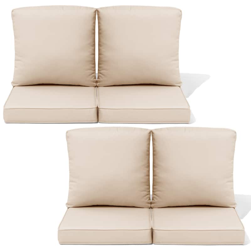 21 W in x 22 D in. Outdoor Deep Seat Chair Cushion Set Dining Patio Chair Pad Set - 4-Seater - Beige