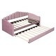 preview thumbnail 15 of 16, Twin size Velvet Daybed w/ Trundle Upholstered Bed Frame & USB Charging Ports Platform Bed, No Box-spring Needed, Easy Assembly