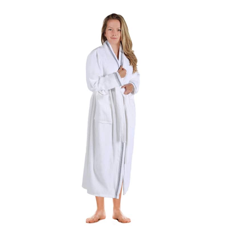 Superior Unisex Turkish Cotton Terry Kimono Bathrobe with Embroidery Robe