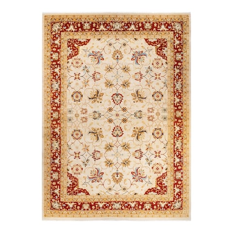 Overton Eclectic, One-of-a-Kind Hand-Knotted Area Rug - Ivory, 9' 10" x 13' 10" - 9' 10" x 13' 10"
