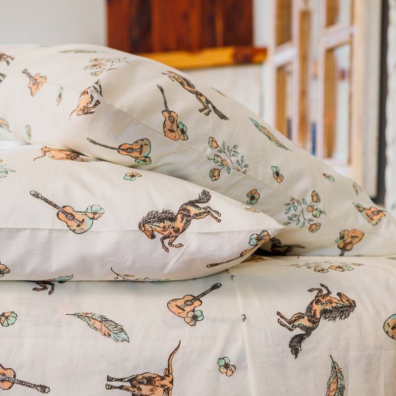 Watercolor Cowgirls Cool & Crisp Cotton Percale Sheet Set by JG Co. by Amie and Jolie Sikes