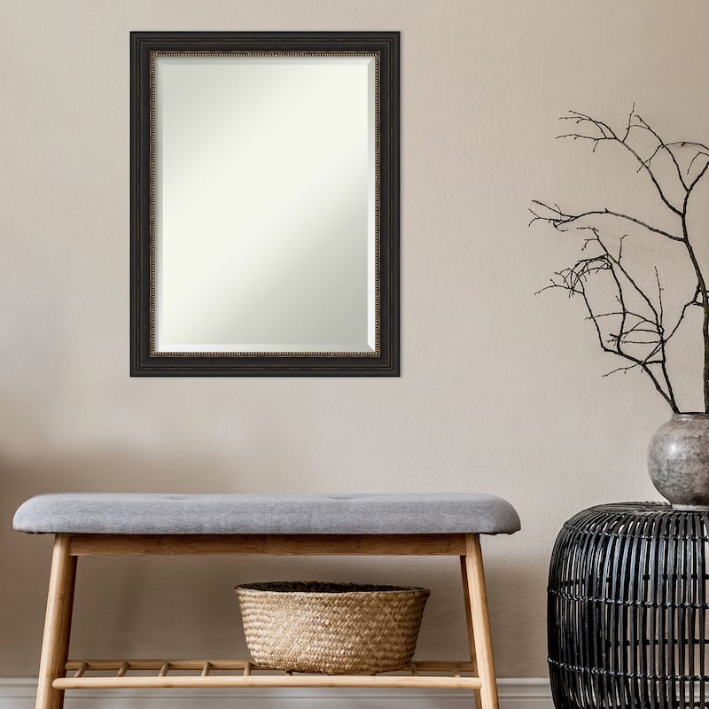 Beveled Bathroom Wall Mirror - Accent Bronze Narrow Frame