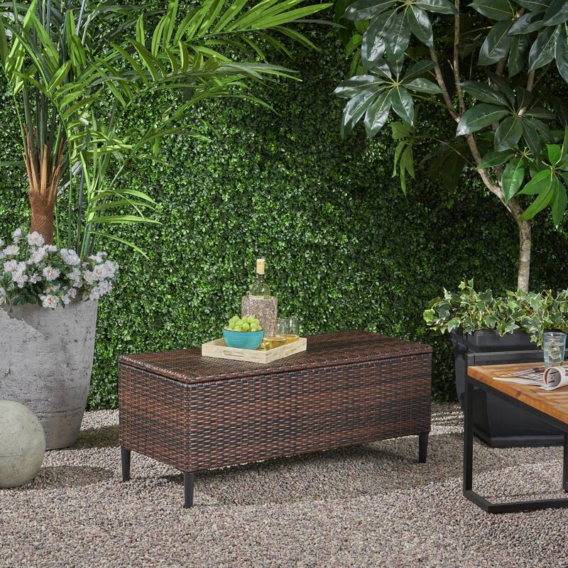 Rattan Storage Bench Leisure Bench, Patio Bench Outdoor Bench