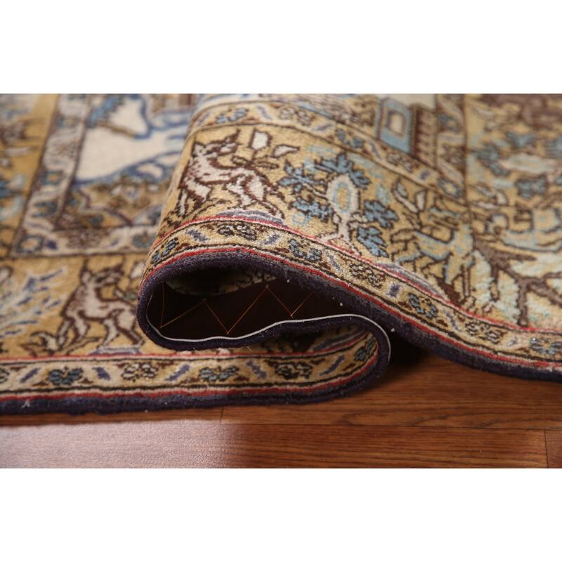 Animal Pictorial Qum Persian Accent Rug Handmade Wool Carpet - 2'7" x 3'6"