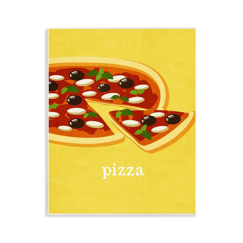 Stupell Delicious Pizza on Yellow Wall Plaque Art Design By Kim Allen - 11 x 14
