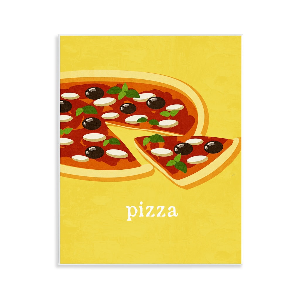 Stupell Delicious Pizza on Yellow Wall Plaque Art Design By Kim Allen