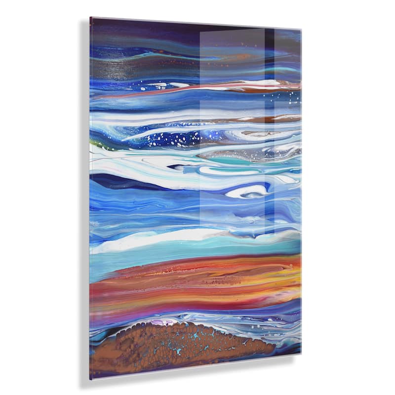 Kate and Laurel Coastal Currents Floating Acrylic Art by Xizhou Xie - 23x31 - Multi