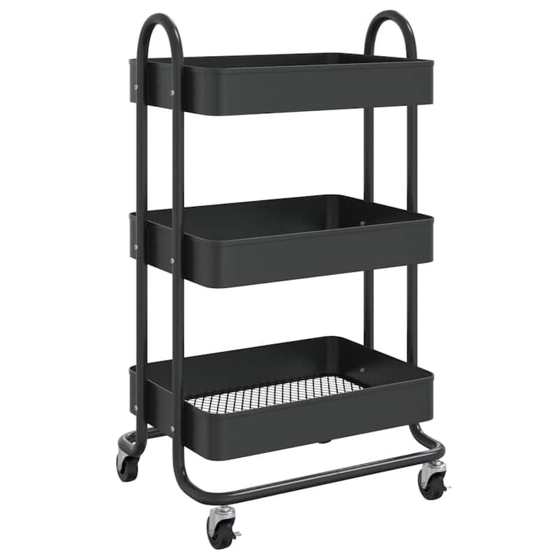 vidaXL Trolley 3-Tier Kitchen Trolley Kitchen Island Storage Utility Cart - 16.9" x 13.4" x 31.1"