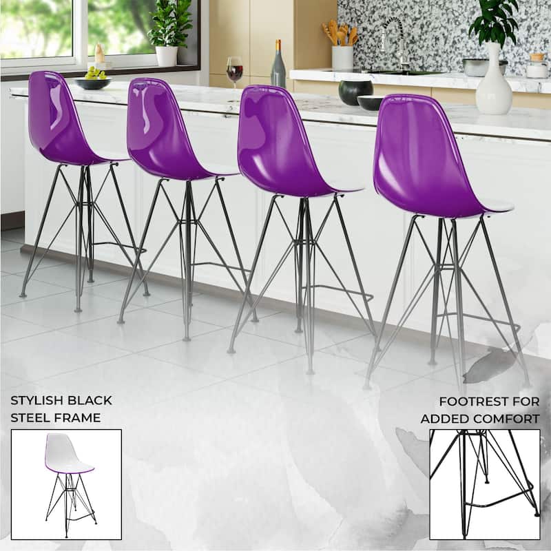 ABS Resin Barstool with Black Steel Base Cresco Series by LeisureMod