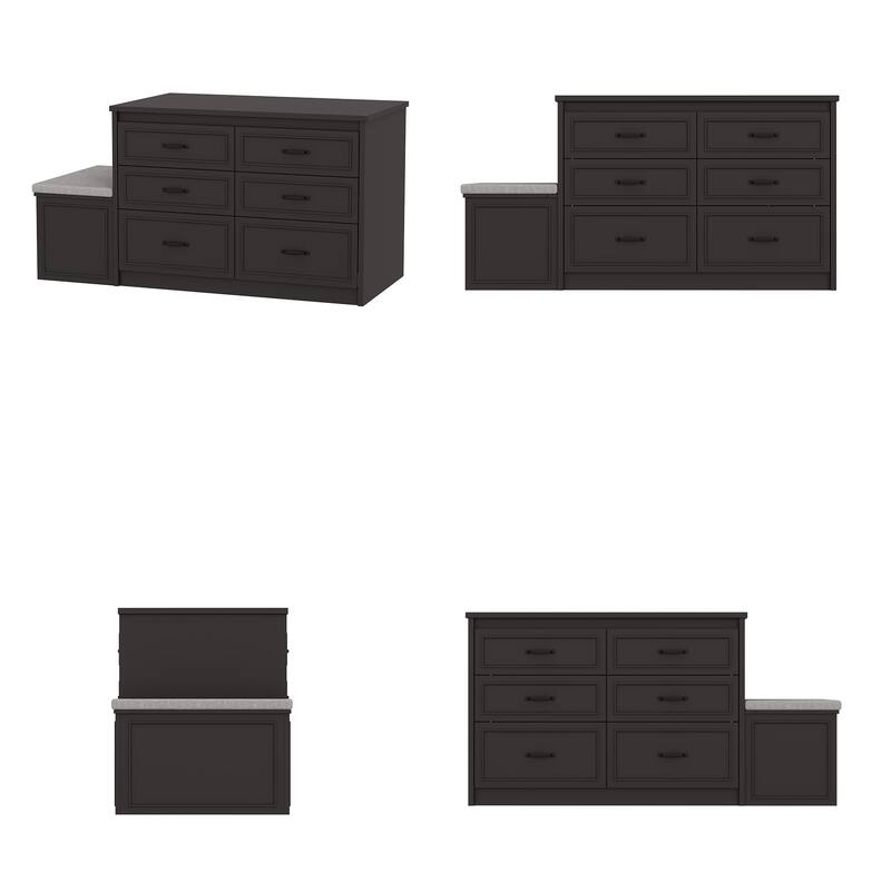 White Dresser with Seat and Storage 6 Drawer Closet Island Cabinet Bedroom Organization Bench