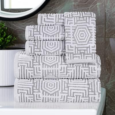 Superior Jasper Cotton Modern Jacquard Soft 6 Piece Bathroom Towel Set
