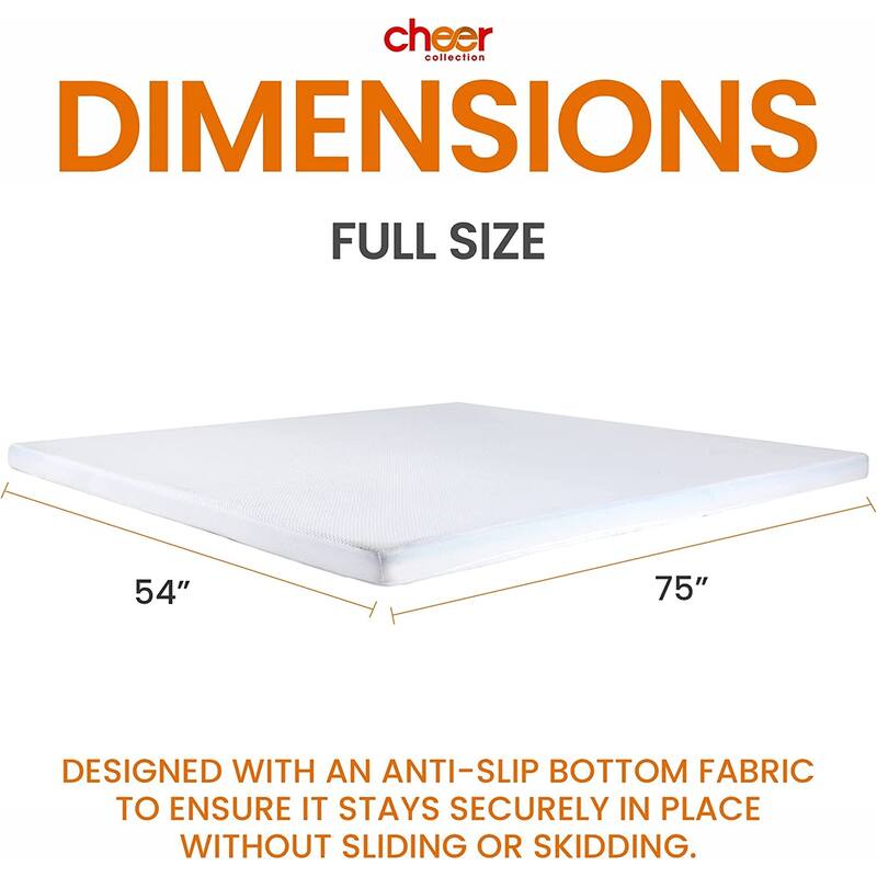 Cheer Collection 3 Inch Gel Infused Memory Foam Bed Topper - Full