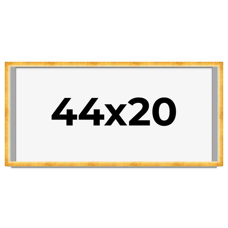 44x20 Shadow Box Frame Gold | 1.625 Inches Deep Real Wood Traditional