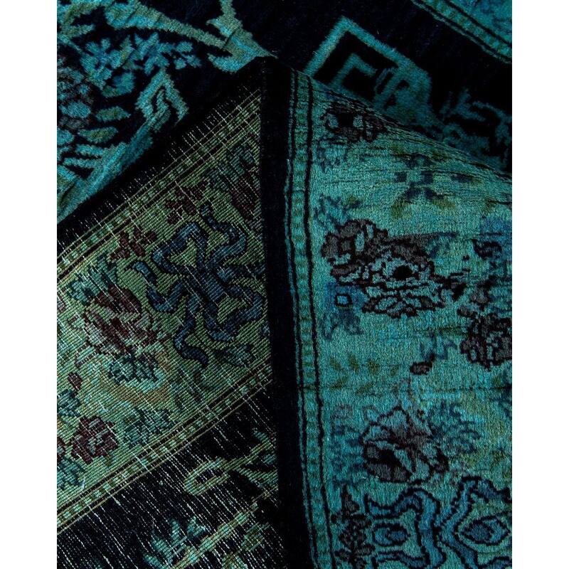 Fine Vibrance, One-of-a-Kind Hand-Knotted Area Rug - Black, 2' 7" x 9' 2" - 2' 7" x 9' 2"