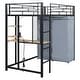 preview thumbnail 50 of 78, Modern Loft Bed with Desk & Wardrobe, Metal Loft Bed Frame with Shelves, USB Power Outlet, LED Light, for Kids Teens Adults