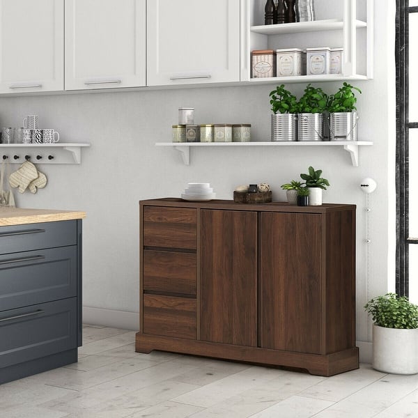 Shop Buffet Sideboard Storage Console Table Cupboard Cabinet Walnut On Sale Overstock 31647169
