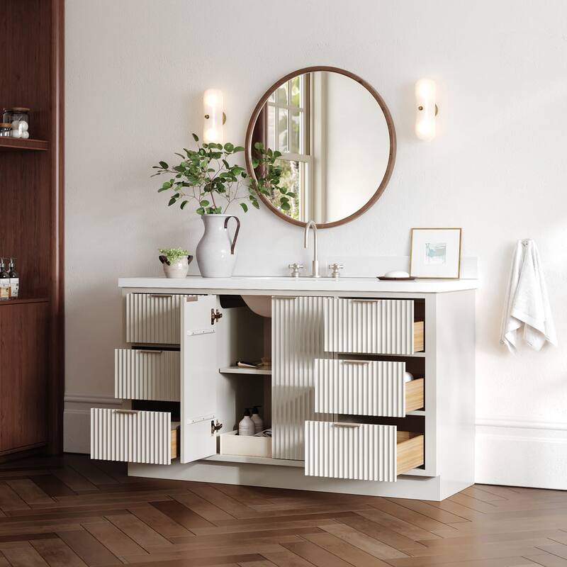 Ariel P61WQRVO Milan 61" Free Standing Single Basin Vanity Set with