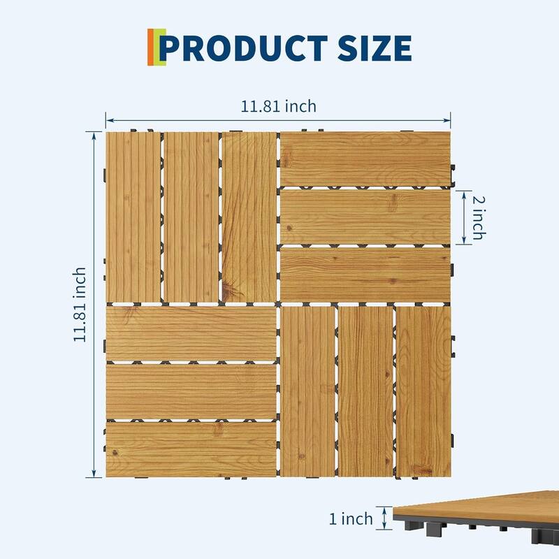 Wood Interlinked Deck Tiles, Easy DIY Installation