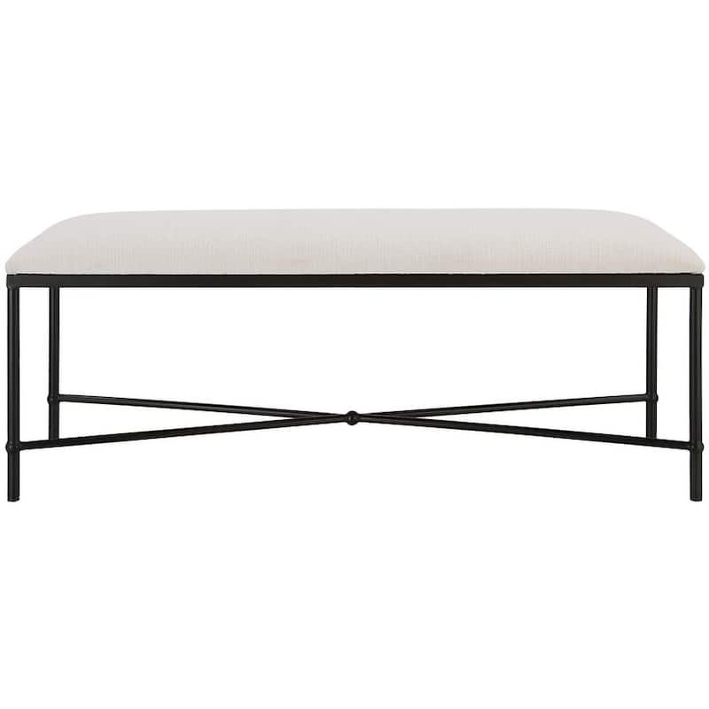 Uttermost 236-AVENHAM-BENCH-LG Avenham 50-1/2" Wide Black Framed Bench - Aged Black