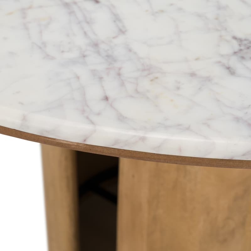 Zorhan Modern White Marble & Mango Round Dining Table