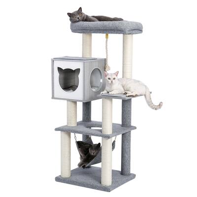Cat Tree, Multi-Level Wooden Cat Tower