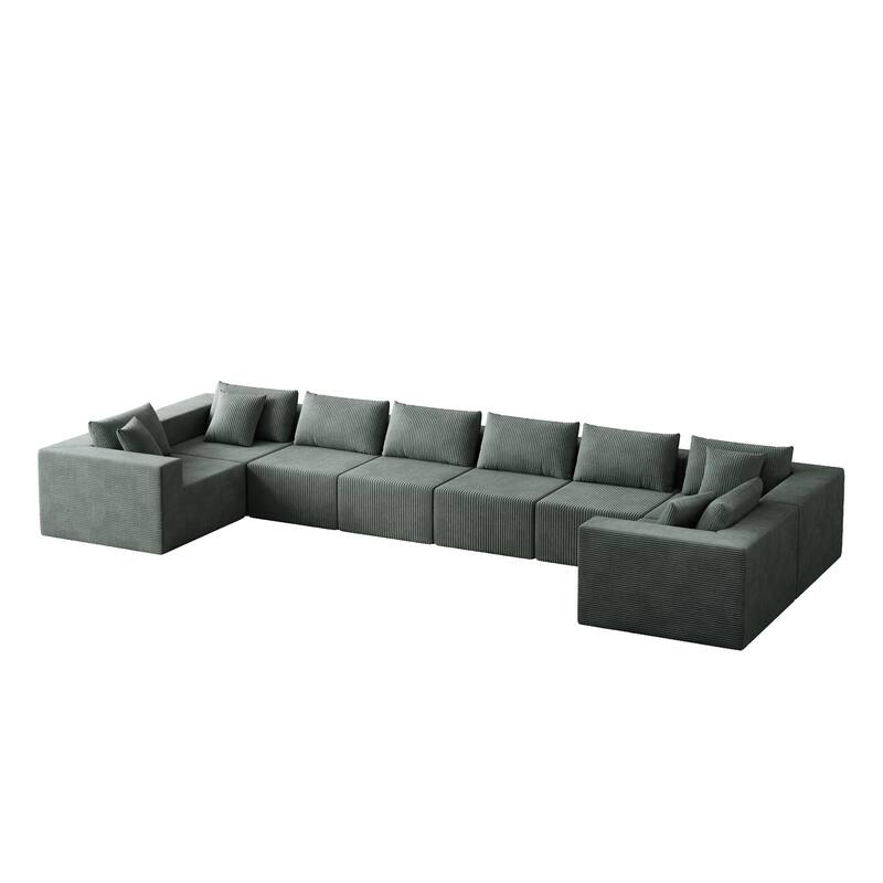 Luxury Floor Standing Couch Set Sectional Sofa Set Corduroy Upholstered Modular Sofa - Freely Combined Into Various Shapes