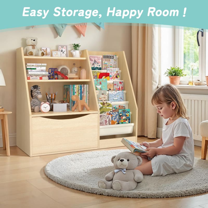 Mcow 3-Tier Kids Wooden Children Book Rack