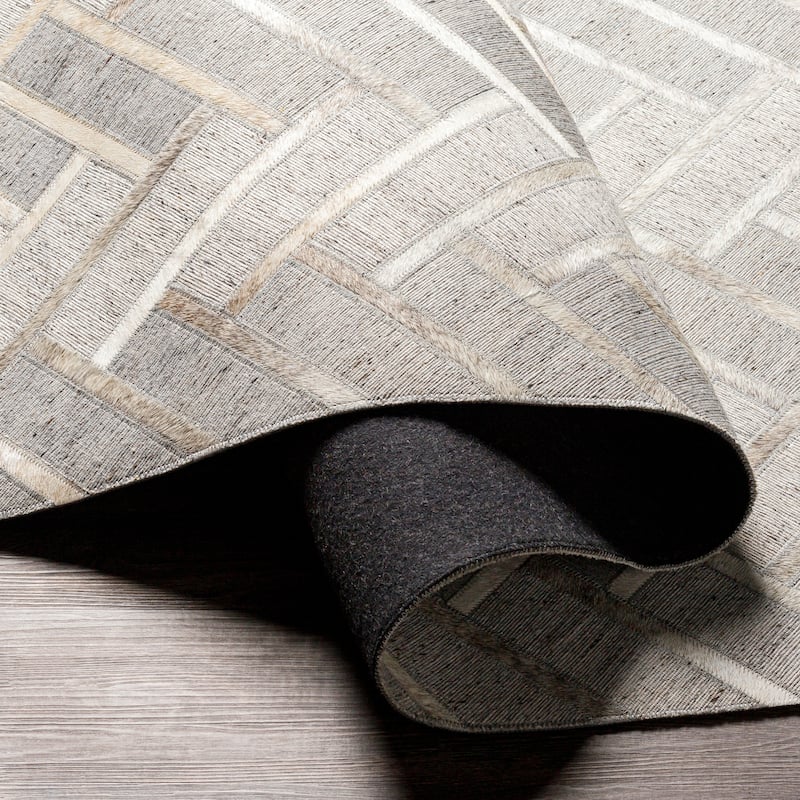 Yashica Handmade Modern Geometric Hair-on-hide Area Rug
