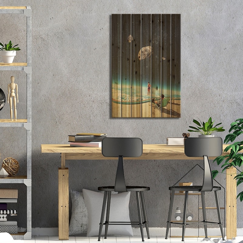 Summer with a chance of Asteroids Print On Wood by Frank Moth - Multi-Color