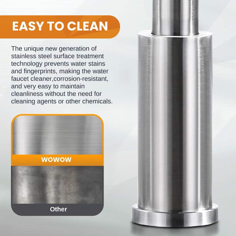 WOWOW Single Handle Pull Down Kitchen Faucet with Soap Dispenser