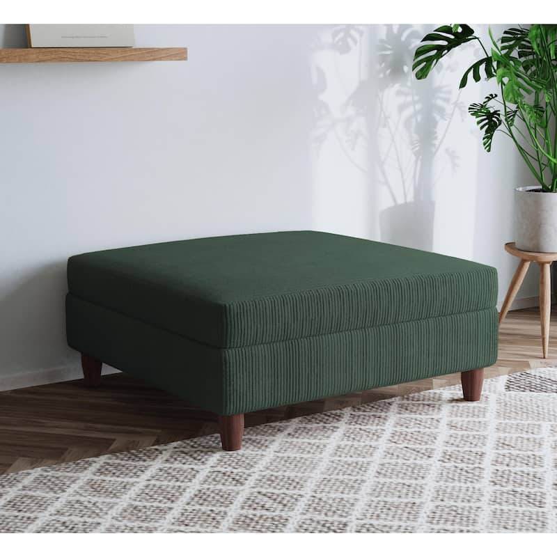 40" W Oversized Corduroy Upholstered Ottoman - Hunter Green