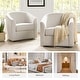 preview thumbnail 47 of 106, Cuenca Modern Living Room Wooden Upholstered 360° Swivel Barrel Chair with Metal Base and Wide Backrest